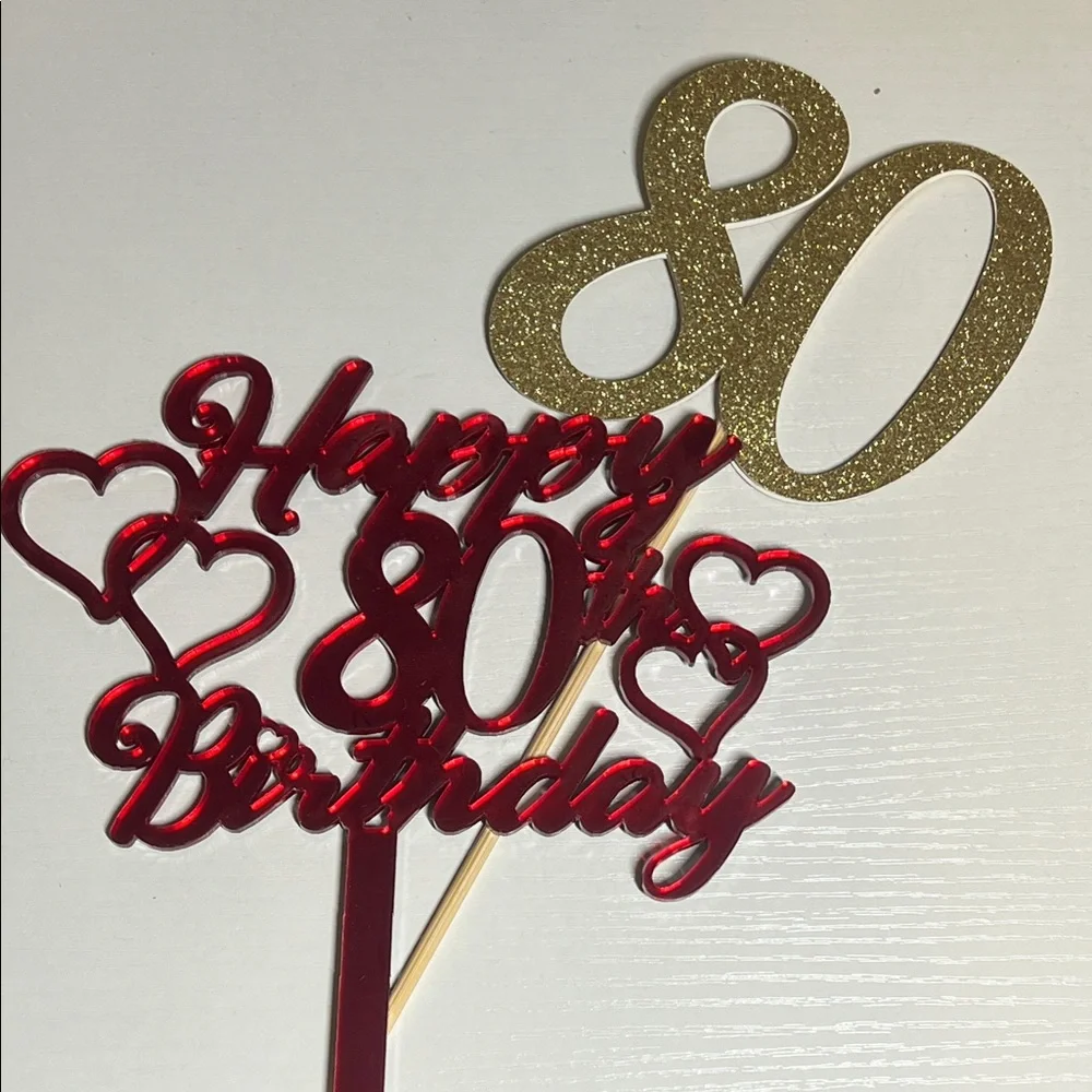 Happy 80th birthday cake topper